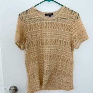 Peachy Nuetral nude lace short-sleeve top Y2K style top XL